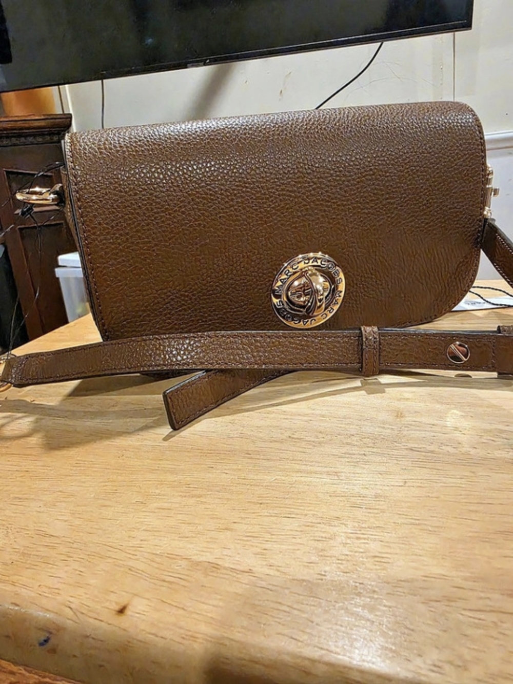 Marc Jacobs Signet Turnlock Saddle Bag Brown Crossbody Bag